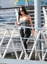 Kim Kardashian at Venice airport leaving after Jeff Bezos' wedding in Venice