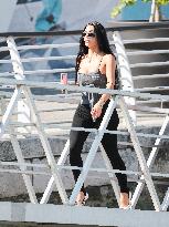 Kim Kardashian at Venice airport leaving after Jeff Bezos' wedding in Venice