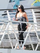 Kim Kardashian at Venice airport leaving after Jeff Bezos' wedding in Venice