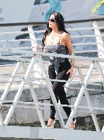 Kim Kardashian at Venice airport leaving after Jeff Bezos' wedding in Venice