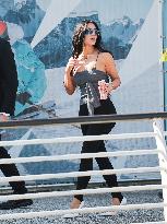 Kim Kardashian at Venice airport leaving after Jeff Bezos' wedding in Venice