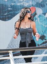 Kim Kardashian at Venice airport leaving after Jeff Bezos' wedding in Venice