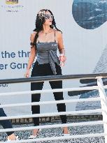 Kim Kardashian at Venice airport leaving after Jeff Bezos' wedding in Venice
