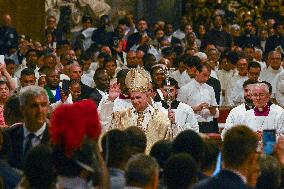 Pope Leo XIV leads a mass at St. Peter's Basilica in the Vatican - Rome