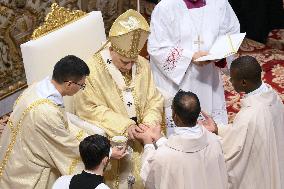 Pope Leo XIV leads a mass at St. Peter's Basilica in the Vatican - Rome