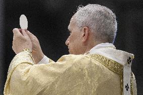 Pope Leo XIV leads a mass at St. Peter's Basilica in the Vatican - Rome