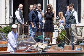 Bill Gates and friends leave St Regis Hotel in Venice
