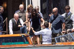 Bill Gates and friends leave St Regis Hotel in Venice