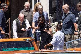 Bill Gates and friends leave St Regis Hotel in Venice