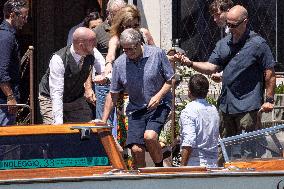 Bill Gates and friends leave St Regis Hotel in Venice