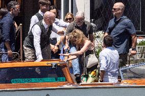 Bill Gates and friends leave St Regis Hotel in Venice