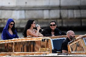 Kendall, Kris and Kylie Jenner Leave The Hotel To Attend The Final Celebration Of The Bezos Wedding - Venice