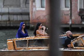 Kendall, Kris and Kylie Jenner Leave The Hotel To Attend The Final Celebration Of The Bezos Wedding - Venice