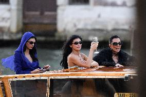 Kendall, Kris and Kylie Jenner Leave The Hotel To Attend The Final Celebration Of The Bezos Wedding - Venice