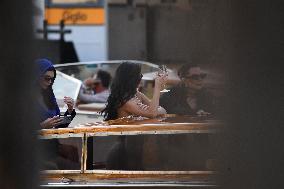 Kendall, Kris and Kylie Jenner Leave The Hotel To Attend The Final Celebration Of The Bezos Wedding - Venice