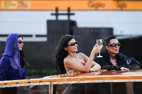 Kendall, Kris and Kylie Jenner Leave The Hotel To Attend The Final Celebration Of The Bezos Wedding - Venice