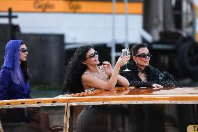 Kendall, Kris and Kylie Jenner Leave The Hotel To Attend The Final Celebration Of The Bezos Wedding - Venice