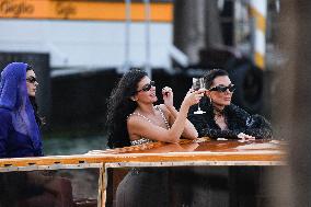 Kendall, Kris and Kylie Jenner Leave The Hotel To Attend The Final Celebration Of The Bezos Wedding - Venice