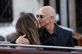 Jeff Bezos and Lauren Sanchez Leaves The Hotel - Venice