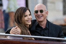 Jeff Bezos and Lauren Sanchez Leaves The Hotel - Venice
