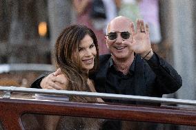 Jeff Bezos and Lauren Sanchez Leaves The Hotel - Venice