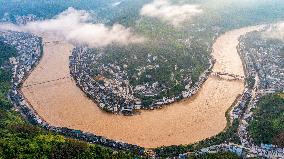 Floodwaters Flowing Through Congjiang