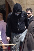 Vittoria Ceretti and Leonardo DiCaprio leave Gritti Hotel in Venice