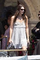 Vittoria Ceretti and Leonardo DiCaprio leave Gritti Hotel in Venice