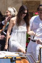 Vittoria Ceretti and Leonardo DiCaprio leave Gritti Hotel in Venice