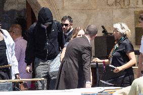 Vittoria Ceretti and Leonardo DiCaprio leave Gritti Hotel in Venice