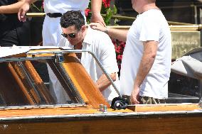 Orlando Blum leaves his hotel in Venice