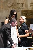 Victoria Ceretti leaves her hotel in Venice