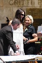 Victoria Ceretti leaves her hotel in Venice