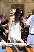 Victoria Ceretti leaves her hotel in Venice