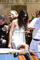 Victoria Ceretti leaves her hotel in Venice