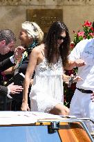 Victoria Ceretti leaves her hotel in Venice