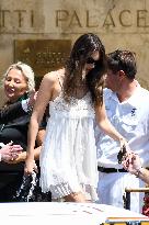 Victoria Ceretti leaves her hotel in Venice