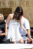 Victoria Ceretti leaves her hotel in Venice