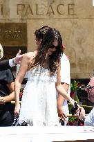 Victoria Ceretti leaves her hotel in Venice