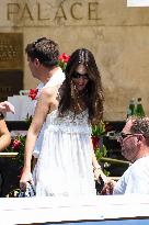 Victoria Ceretti leaves her hotel in Venice