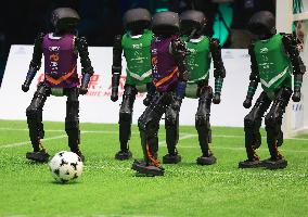 AI-powered robot football match in Beijing