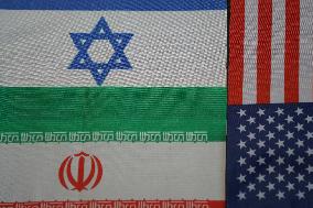 The Flags of the United States Israel And Iran