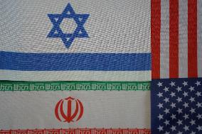 The Flags of the United States Israel And Iran