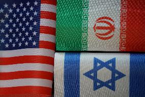 The Flags of the United States Israel And Iran