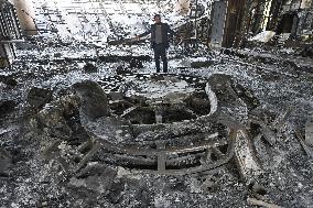 Destroyed Iranian state television headquarters