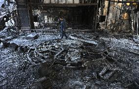 Destroyed Iranian state television headquarters