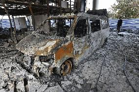 Destroyed Iranian state television headquarters