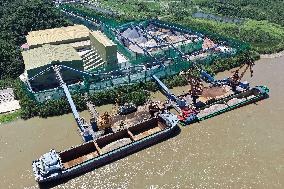 Yangtze River Wharf Sand And Gravel Storage Yard in Nanjing