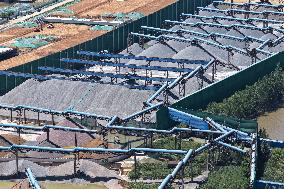 Yangtze River Wharf Sand And Gravel Storage Yard in Nanjing