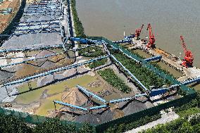 Yangtze River Wharf Sand And Gravel Storage Yard in Nanjing